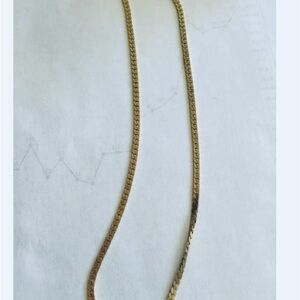 Vintage Monet Herringbone Chain Necklace 4mm 18" Long, Yellow Gold Plated 1980’s